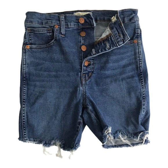 Madewell Womens Shorts Adult Size 27 Button Fly Skinny Raw Hem High Rise Denim - Picture 1 of 7